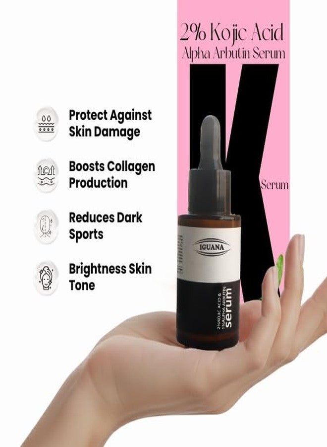 Iguana 2% Kojic Acid + 1% Alpha Arbutin Serum | Brightening Facial Serum for Dark Spots & Uneven Skin Tone | Skin Glow Booster | 30 ml (1 fl oz) - Image 3